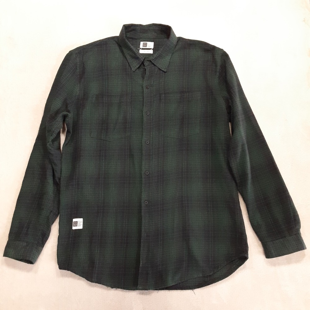 Lira Clothing Crtv/Scty Mens Soft Cotton Button Shirt XL Green/Black Plaid LS
